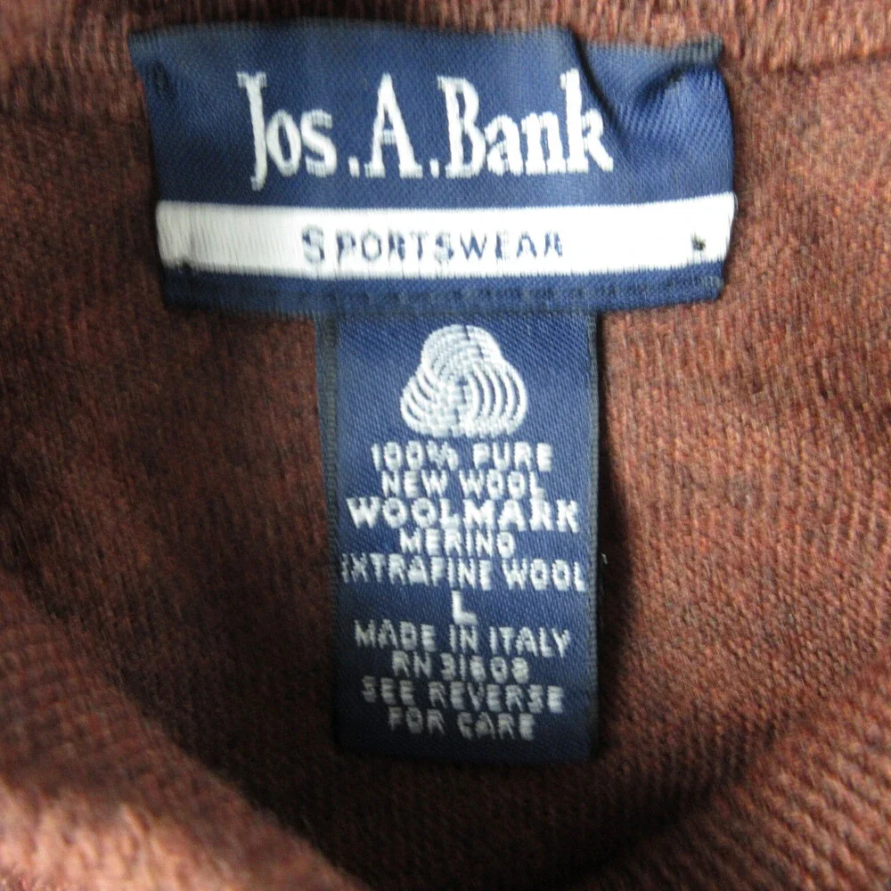 Jos A Bank Sweater Mens Large Brown Heather Wool Long Sleeve Pullover